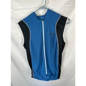 Bellwether Technical Apparel Cadence Unisex LRG Blue Full Zip Sleeveless Cycling